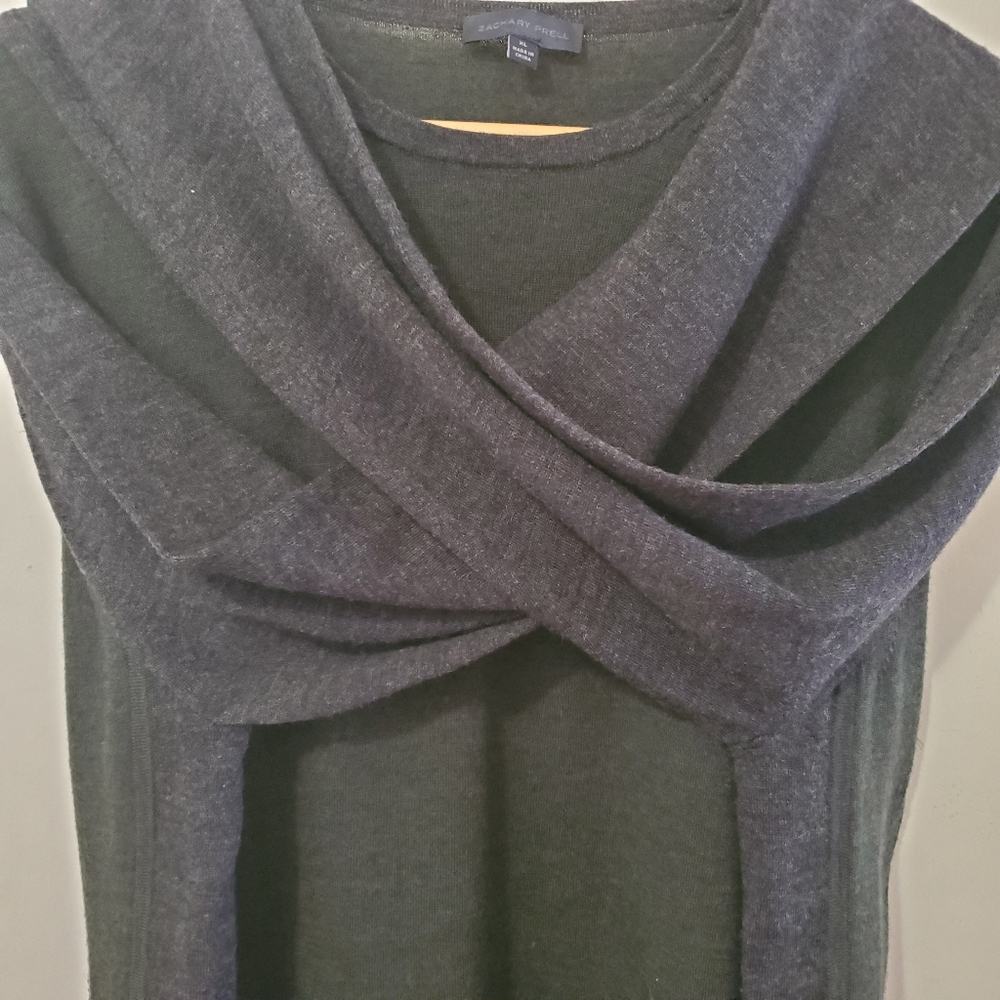 Marino Wool Sweater, Two Tone, Lightweight Knit - Picture 2 of 6